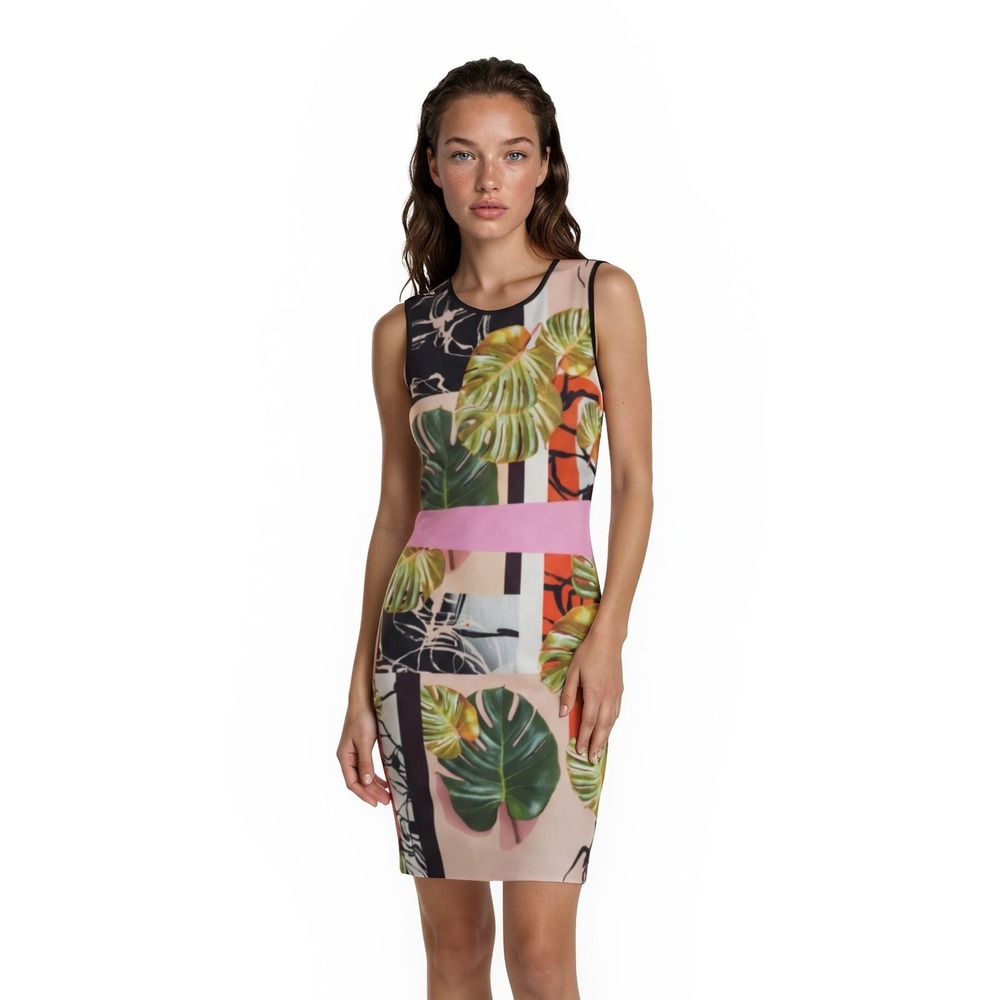 Clover Canyon Sheath Dress Women's Size Small Multicolor Tropical Scuba